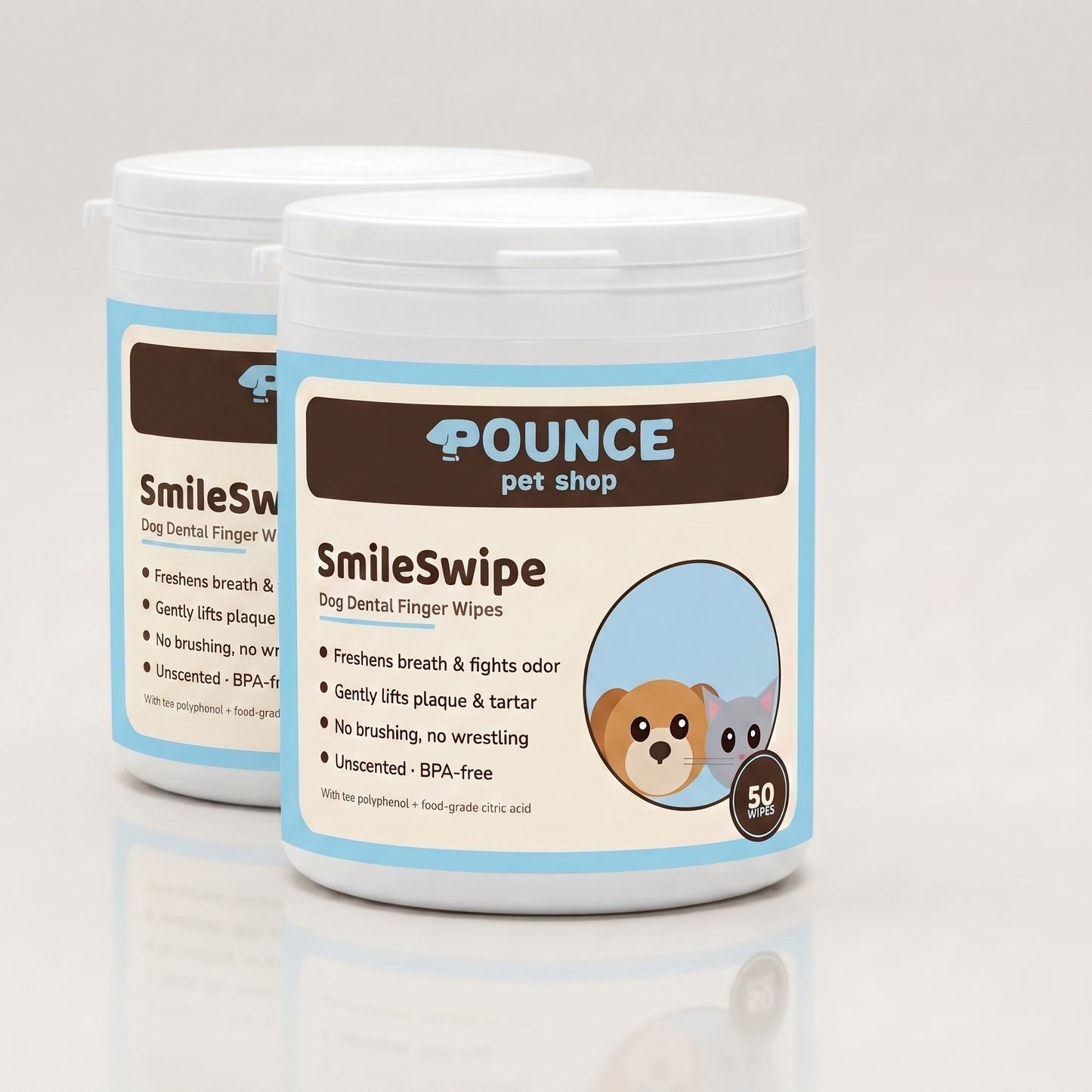 SmileSwipe pet dental finger wipes for dogs and cats