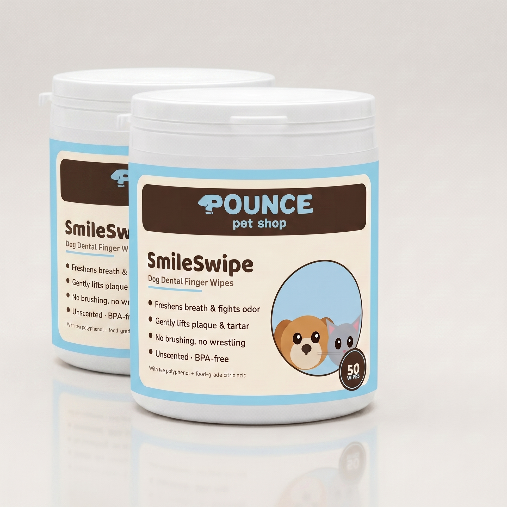 SmileSwipe pet dental finger wipes for dogs and cats